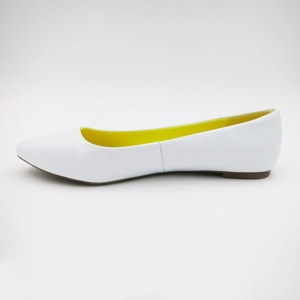 Brilliant White Patent Leather "Sadler" Flats by Shiekh Size 9 NIB